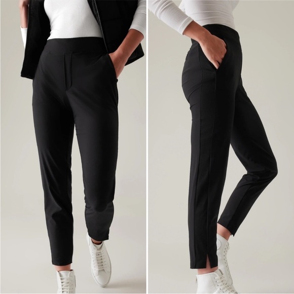 Athleta Pants - Athleta Brooklyn Mid Rise Pants Black elastic waist lightweight Size 14